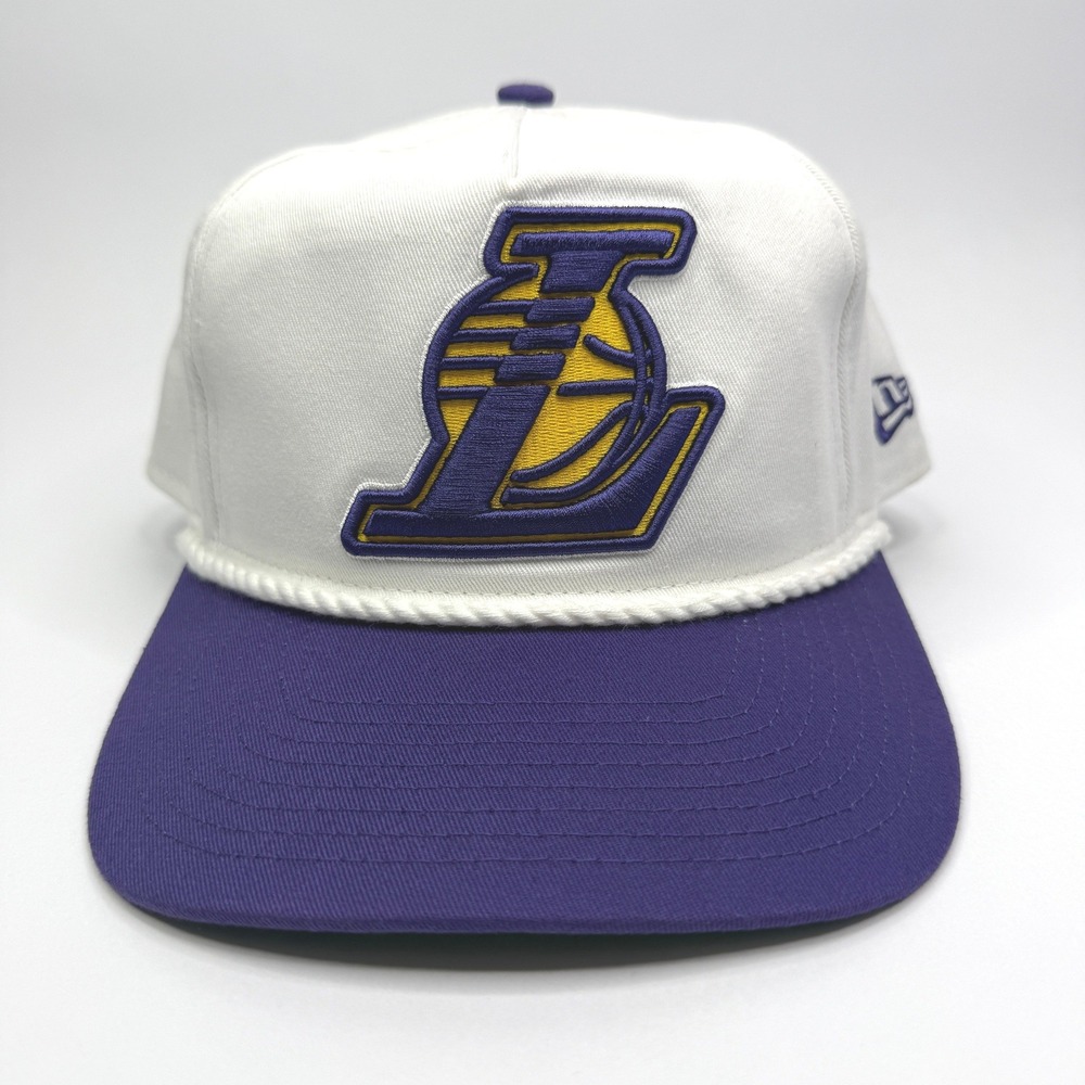 Los Angeles Lakers New Era Golfer Snapback Hat Mens OSFM White Purple Rope NBA
